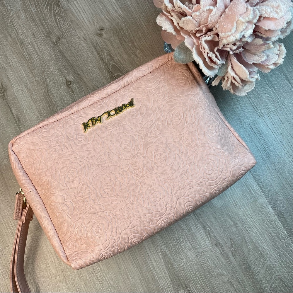 Betsey Johnson Blush Pink Floral Weekender Cosmetic Bag